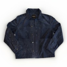 Madewell Men’s Suede Shirt Jacket in Navy Blue S Leather Shirt picture