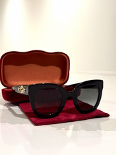 Gucci GG0208S 001 Black Oversized Sunglasses Crystal Stars 49mm Authentic picture