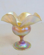 L.C.T. Tiffany gold Favrile art glass compote/bowl picture