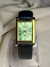 Vintage Seiko Quartz Tank Watch | Gold Rectangular Case, Mint Green Dial, Japan  picture