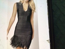 VENUS Womens 10 V-Neck Sleeveless Body Con Stretch Bandage Fringe Back Zip 0410 picture