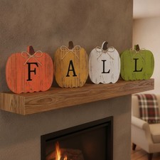 Quality 4-Piece Wooden Pumpkin Fall Decor Set – Perfect for Thanksgiving Charm picture
