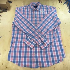 Johnnie-O Prep-Formance Mens L Blue Pink Plaid Long Sleeve Button Down Shirt picture