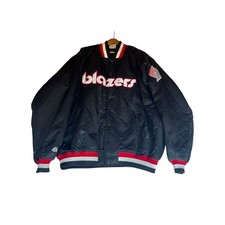 Portland Trail Blazers Jacket Mens Satin Bomber Black NBA Harwood Classics XXL picture