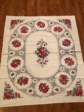 Vintage 1950's Cotton Tablecloth Flower print Roses 60