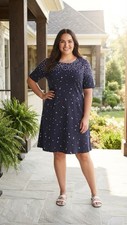 Isaac Mizrahi Live® Women's Dress Ombre Spot Print Cotton Purple SIZE 3X NEW picture