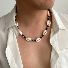 Boho Shell Choker Necklace Mens Surfer Beach Necklace Coastal Hawaiian Jewelry picture