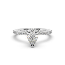 IGI Certified Lab Grown Diamond Engagement Ring 14k White Gold 1.87 Ct Pear Cut picture