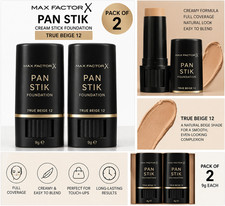 2-Pack Max Factor Pan Stik Cream Stick Foundation True Beige 12- 9g Each picture