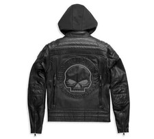 Men's Harley-D Black  Auroral II 3-in-1 Motorcycle Reflective Skull Biker Jacket picture