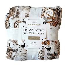 Envogue Dreamy Cotton Gauze Halloween Blanket 90x90 QUEEN Reversible to Plush picture