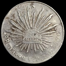Mexico Second Republic 8 Reales 1892 Do JP Durango Mint Low Mintage picture