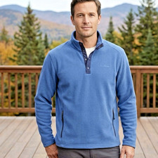 Y2K L.L. Bean Recycled Fleece Pullover Mens XL Blue Cabincore Dadcore Gorpcore picture