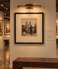 Vintage Hermann Schroer Signed Etching Framed St Gallen Cathedral Switzerland picture