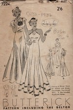 1937 Vintage Sewing Pattern B34in EVENING DRESS & SLIP (2446) Butterick 7224 picture