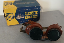 Vintage Glensite Industrial Eye Cup Goggles w/Dark Tinted Lens - New in Box picture