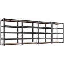 Storage Shelves 5 Tier 2400LB Heavy Duty Adjustable Black 4 Pack REIBII 2400LBS picture