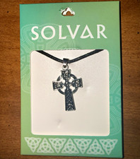Solvar Silver Cross Charm Pendant Necklace on Cord, Allergy Safe, S44610 picture