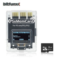 Bitfunx PSxMemCard Gen2 Memory Card OLED For PS1 PS one PS2 Save 8GB TF Cable picture