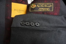 Hickey Freeman Loro Piana S150s Tasmanian Wool Gray 2 Pc Suit Jacket Pants 42L picture