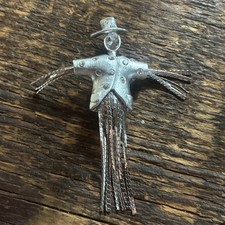 Vintage Pauline Rader Signed Scarecrow Rhinestone Pin HTF rare fall halloween picture