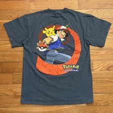 Vintage 1999 Pokémon Ash Pikachu Double Sided Tee Shirt Mens Large picture