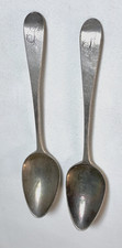 Pair 2 Antique 1805 Georgian English Sterling Silver Spoons Unknown Hallmark picture