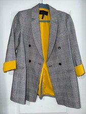 BCBGMaxAzria Plaid Blazer with Yellow Lining size small picture