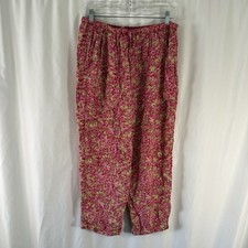 April Cornell Pants Women's Small Red Pink Floral Drawstring Pockets Lightweight picture