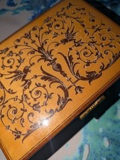 Vintage Schmid Sorrento Italian Wooden Music Jewelry Box. Red Velvet Lined. picture