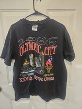 Vintage 1996 Atlanta Olympic City XXVIth Olympic Games Tshirt Hanes Black Adult picture