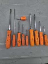 Vintage Snap On Tools 10 Piece Orange Hard Handle Screwdriver Set picture