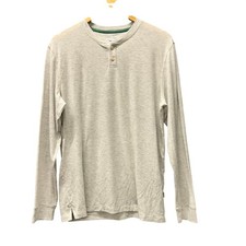 Wellen Henley Mens M Seawool Long Sleeve Light Gray Casual Coastal Lightweight picture