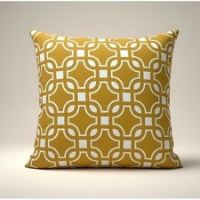H&M Mustard Yellow Geometric Trellis Square Throw Pillow 19