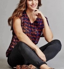 CABI 3428 Bonus Blouse Top Abstract Houndstooth Work Career Size L picture