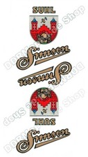 Simson SR1 SR2 SR2E AWO Sticker 2x Suhler Coat of Arms 1x Simson Original Motif picture