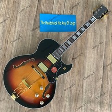 Semi-Hollow Electric Guitar Round Fret Gold HW Sunburst Bone Nut  HH Pickups picture