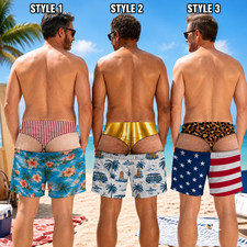 Funny Men’s Swim Trunks, Custom Fake Underwear Beach Shorts Size S-5XL picture