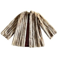 Vintage 40s 50s Sloat Furs of Hollywood striped mink swing coat blonde brown picture
