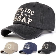 Vintage Washed Cotton Baseball Cap IDK IDC IDGAF Embroidered Adjustable Dad Hat picture