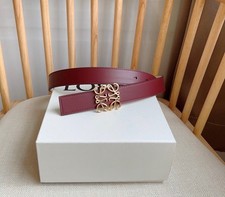 LOEWE Anagram Reversible Leather Belt Burgundy Beige With Box Luxury picture