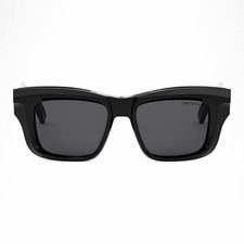 Christian Dior Rectangle Sunglasses Black Plastic Frame Gray Tinted picture