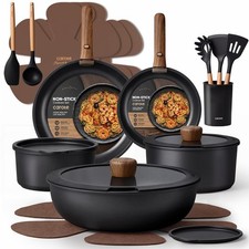CAROTE 21pcs Pots and Pans Set Non Stick, Detachable Handle Cookware, Black picture