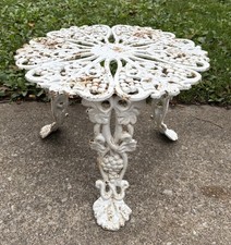 Antique Vintage Victorian Style Grape & Leaf Vine Patio Garden Table Plant Stand picture