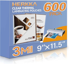 HERKKA 600 Pack Laminating Sheets, Holds 8.5 x 11 Inch Sheets, 3 Mil Clear Therm picture