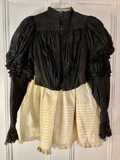 Antique 1890s Victorian Black Boned Bodice Gigot Sleeves & Period Petticoat A+ picture