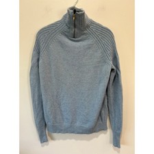 J. Crew blue cashmere sweater womens XS turtleneck zipper classic preppy minimal picture