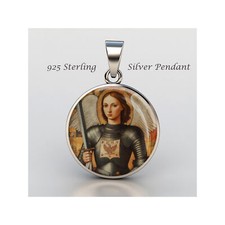 Saint Joan Of Arc 925 Sterling Silver Christian Medal picture