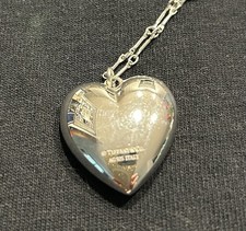 Tiffany & Co. Sterling Silver 925 Signed Heart Charm Pendant Necklace 24 in picture