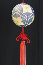 Antique Japanese Yanagawa Sagemon Temari Ball Blue Silk Ornament Showa Festival picture